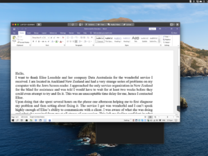 Screen grab of Word document as seen from Team Viewer