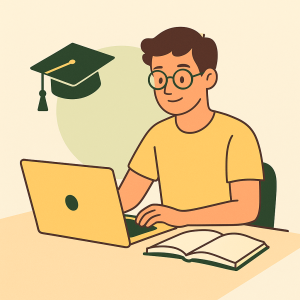 Vision impaired Student Studying